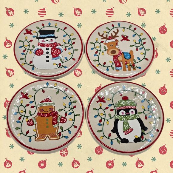Adorable Temptations Holiday Coasters Snowman-Reindeer-Penguin-Gingerbread Man - Picture 6 of 6